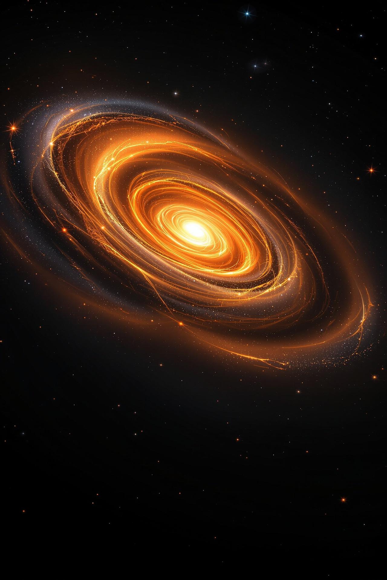 深空彼岸冒险电影海报,遥远星系金色螺旋臂