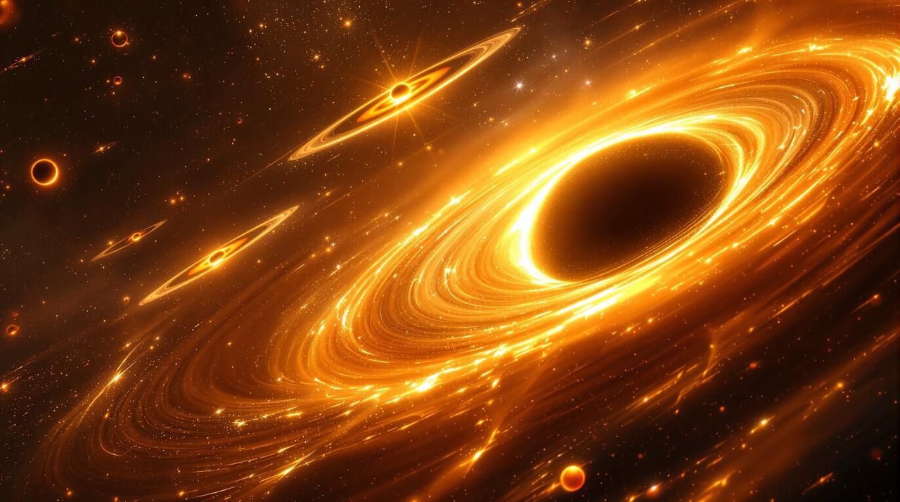 星际视界科幻电影海报，展现黑洞边缘壮丽景象